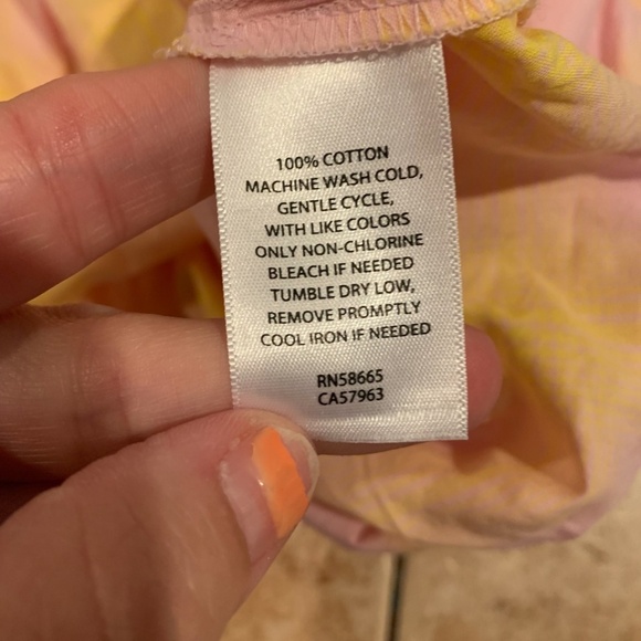 BP Windowpane Crop Button Up Shirt in Pink and Yellow 1X NWT - Picture 6 of 6